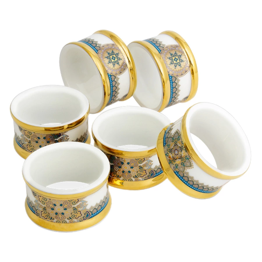 Сервиз столовый Empire Туркуаз на 6 персон 98 предметов, фарфор, золотая деколь, бирюзовый, п/к