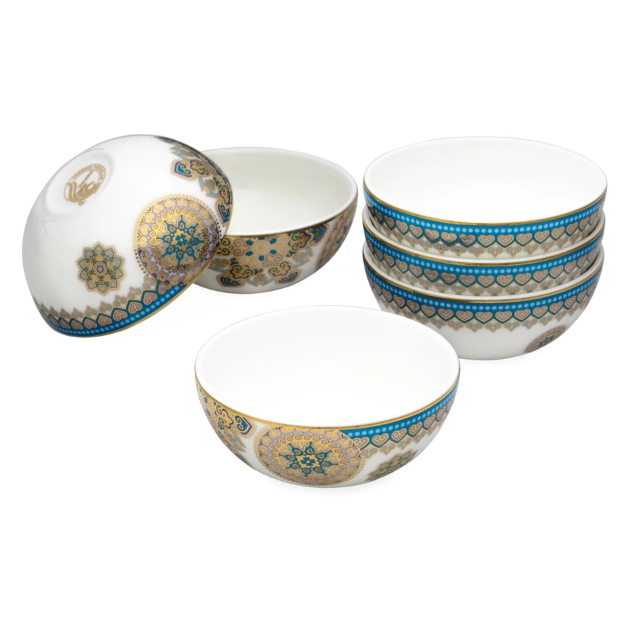 Сервиз столовый Empire Туркуаз на 6 персон 98 предметов, фарфор, золотая деколь, бирюзовый, п/к