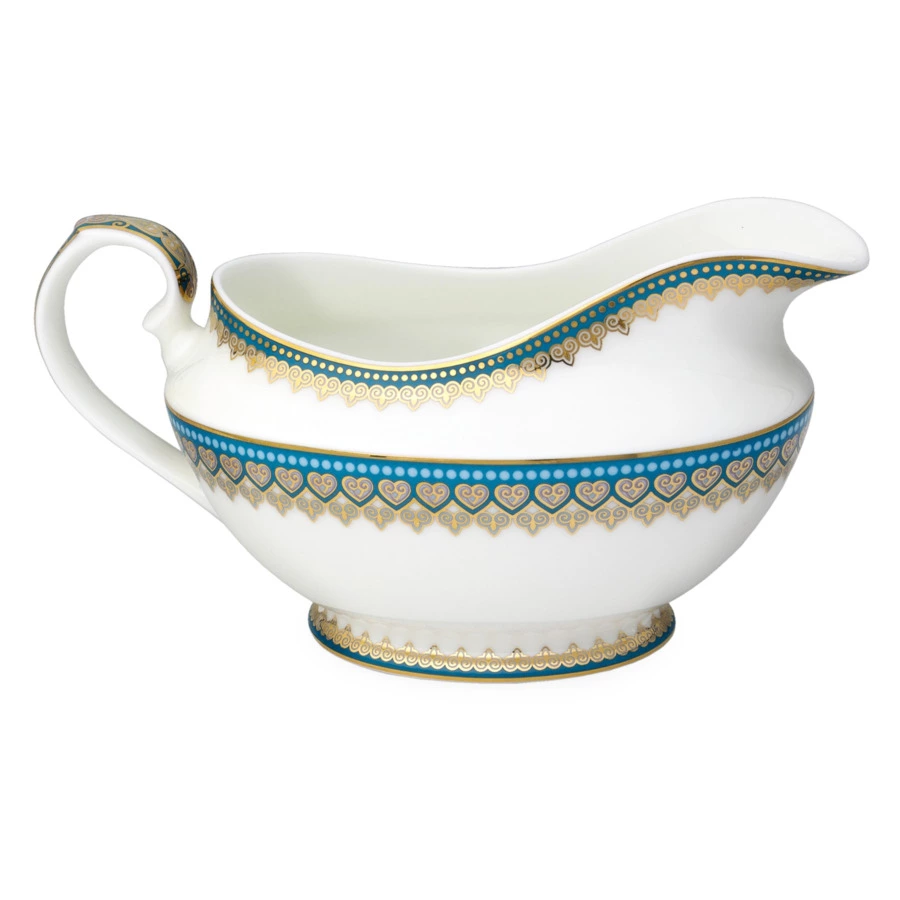 Сервиз столовый Empire Туркуаз на 6 персон 98 предметов, фарфор, золотая деколь, бирюзовый, п/к