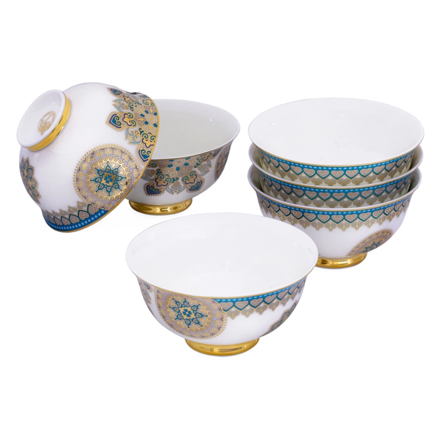 Сервиз столовый Empire Туркуаз на 6 персон 98 предметов, фарфор, золотая деколь, бирюзовый, п/к
