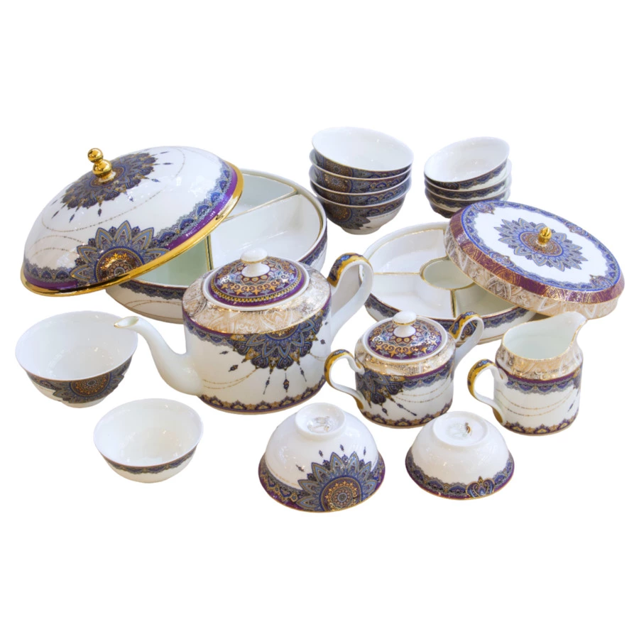 Сервиз чайный Empire Принцесса на 6 персон 17 предметов, фарфор твердый, золотая деколь, п/к