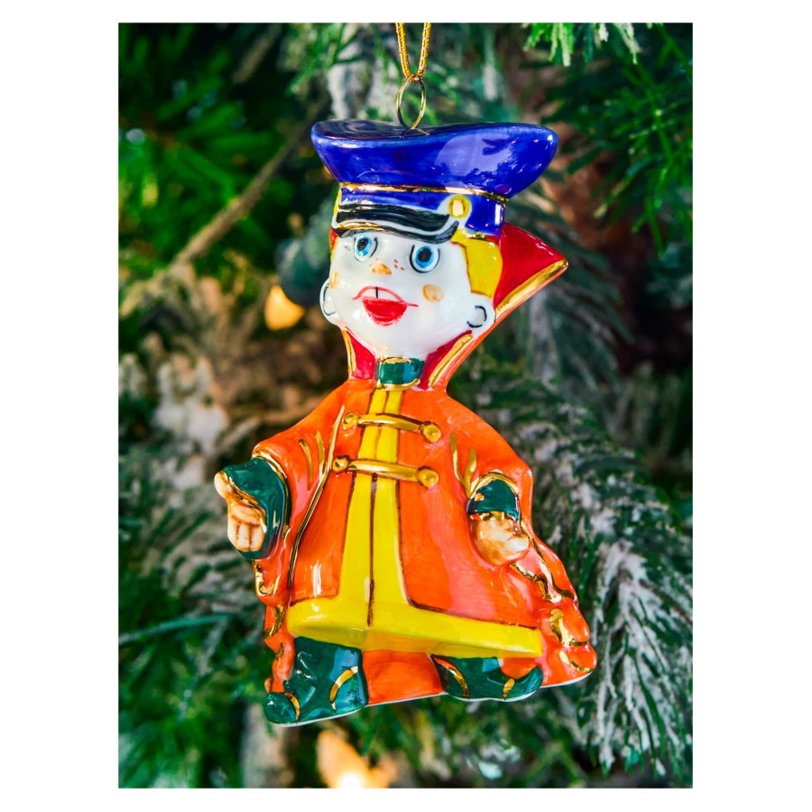 Игрушка елочная Лефортовский фарфор Вовка из 3/9 царства 5х6,2х10,4 см, фарфор, ручная работа, п/к