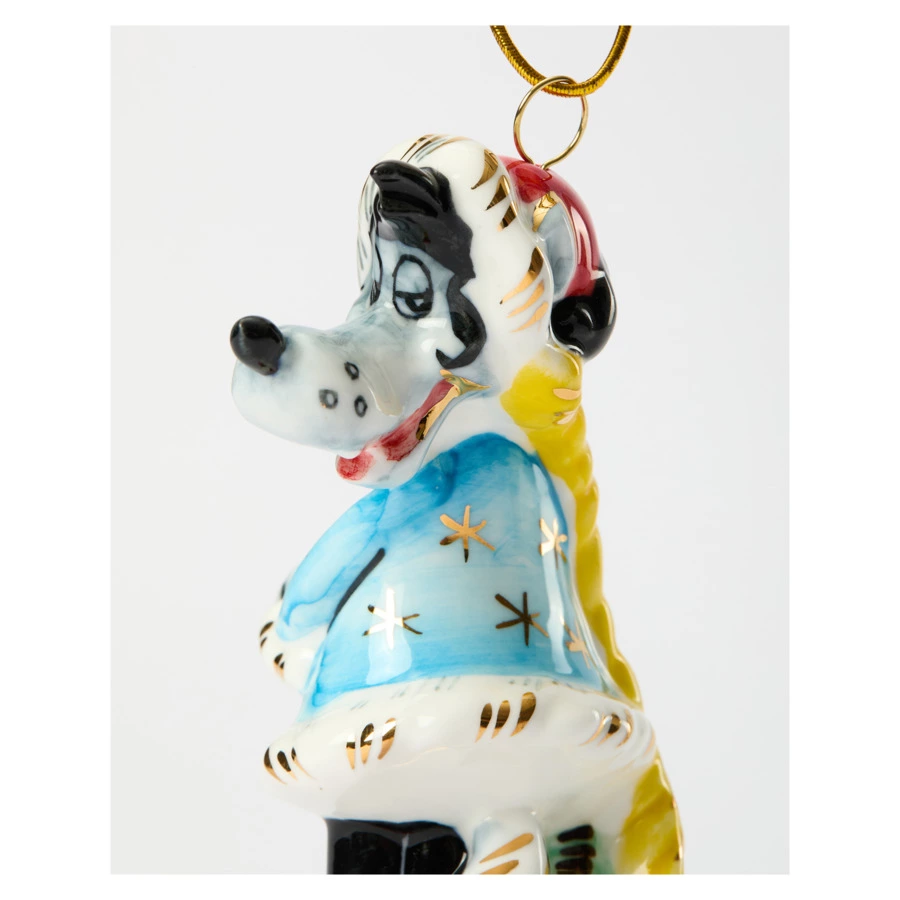 Игрушка елочная Лефортовский фарфор Волк в шубе Ну, погоди! 4х5х11,5 см, фарфор, ручная работа, п/к