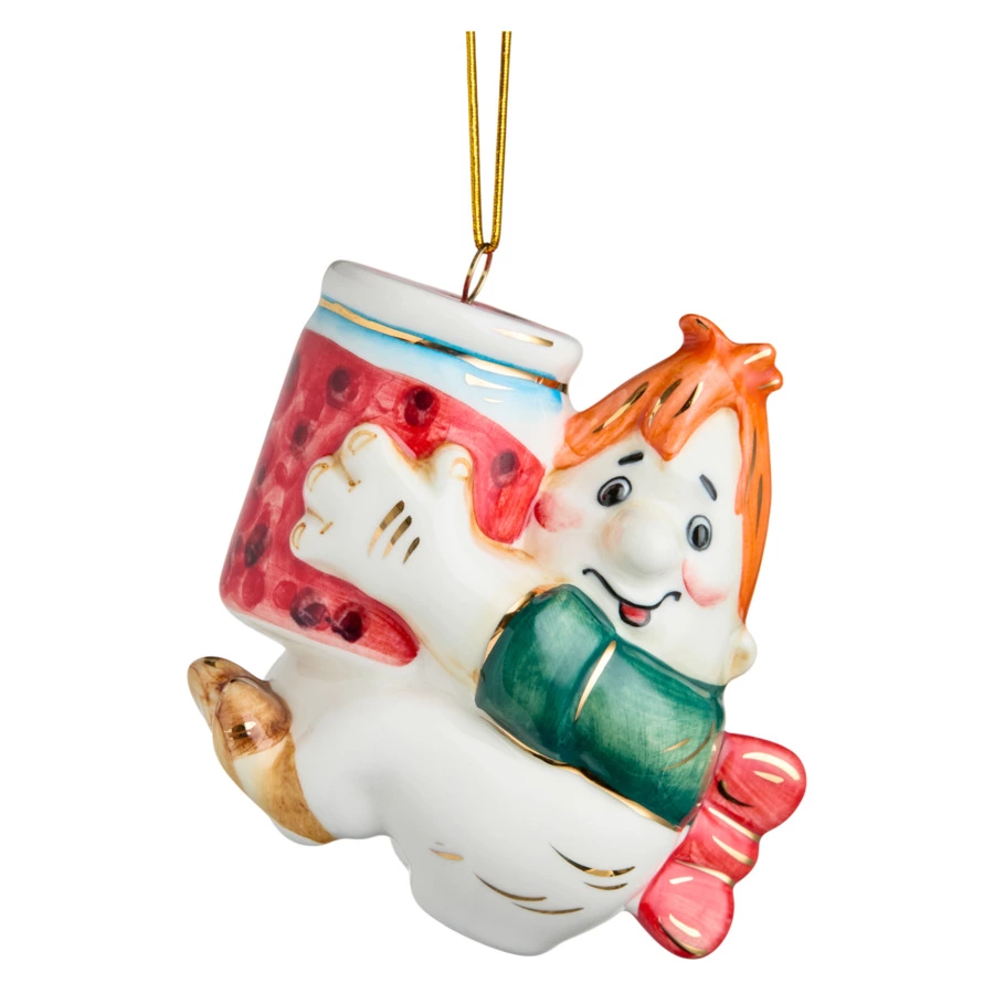 Игрушка елочная Лефортовский фарфор Карлсон 9х5,5х9,5 см, фарфор, ручная работа, п/к