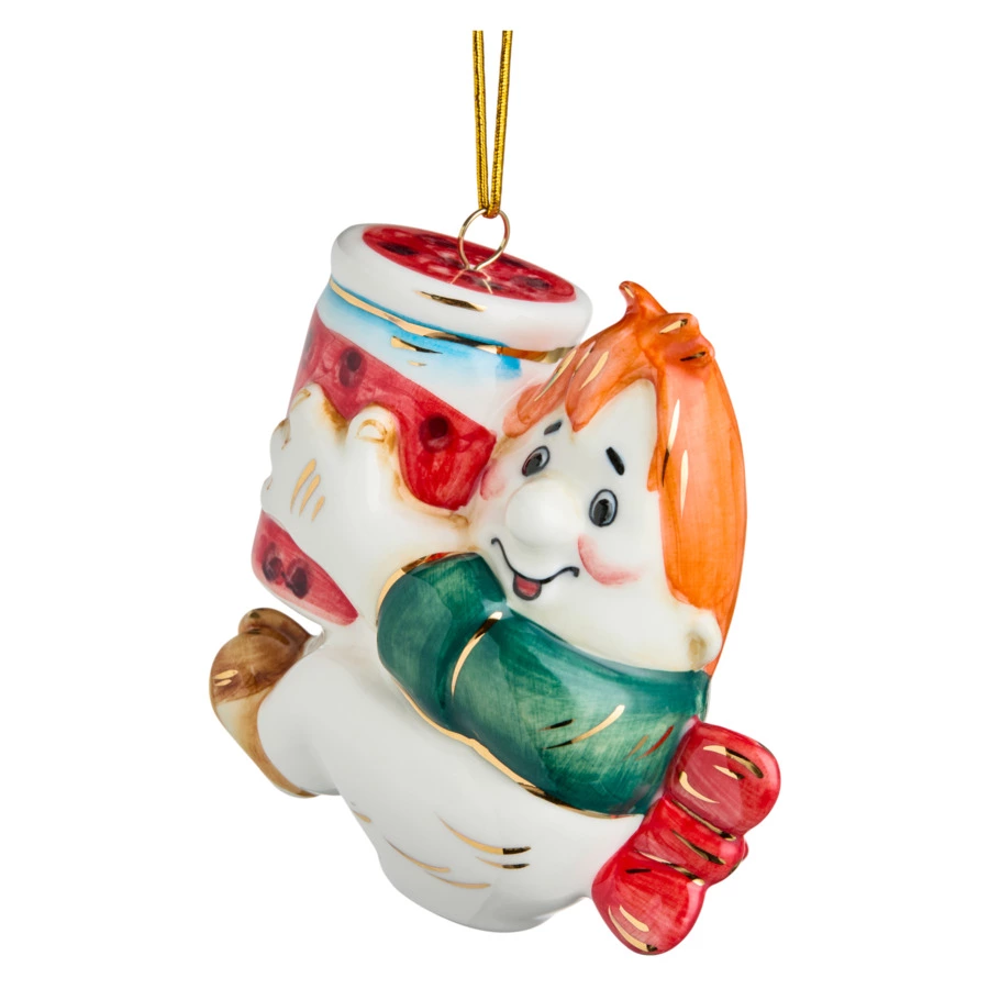 Игрушка елочная Лефортовский фарфор Карлсон 9х5,5х9,5 см, фарфор, ручная работа, п/к