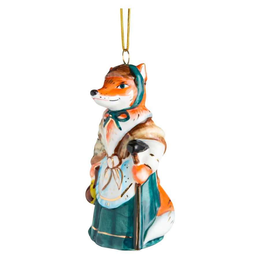 Игрушка елочная Лефортовский фарфор Лиса Алиса 5х5х10,5 см, фарфор, ручная работа, п/к