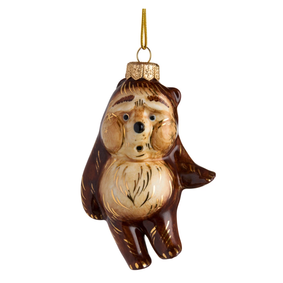 Игрушка елочная Лефортовский фарфор Медвежонок в тумане 7,5х4,5х10,5 см, фарфор, ручная работа, п/к