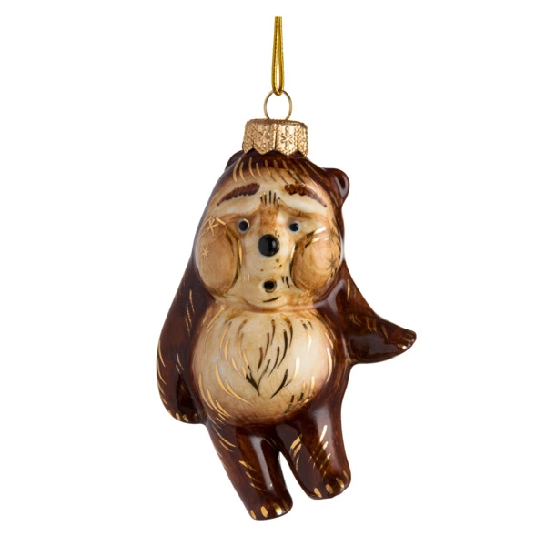 Игрушка елочная Лефортовский фарфор Медвежонок в тумане 7,5х4,5х10,5 см, фарфор, ручная работа, п/к