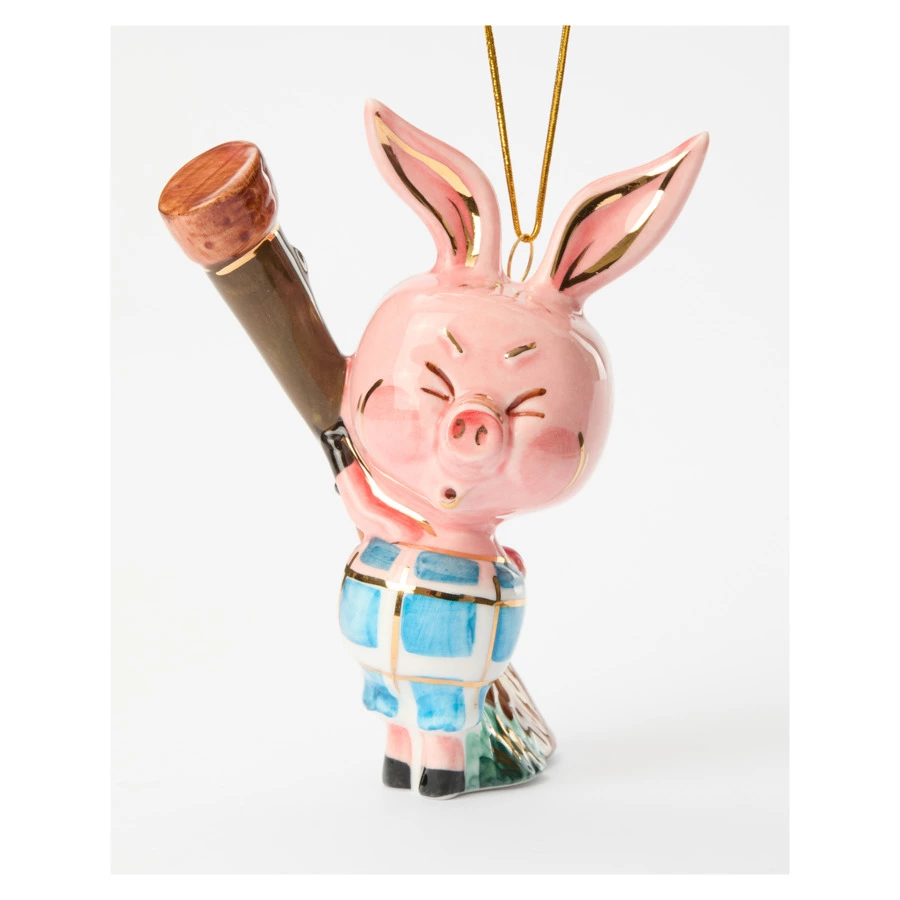 Игрушка елочная Лефортовский фарфор Пятачок 9х6х12 см, фарфор, ручная работа, п/к