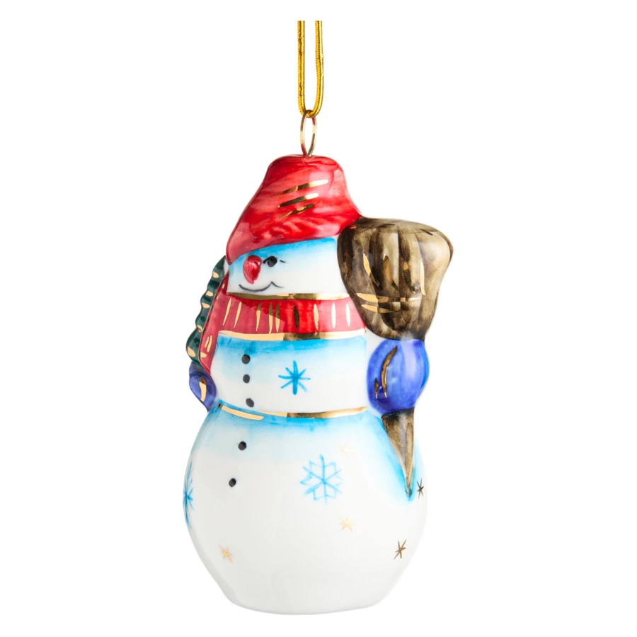 Игрушка елочная Лефортовский фарфор Снеговик большой 5х5,5х9,5 см, фарфор, ручная работа, п/к