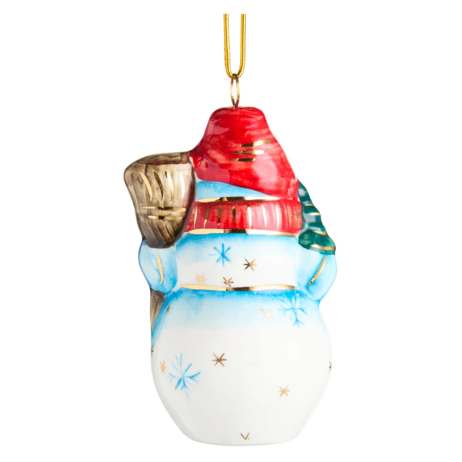 Игрушка елочная Лефортовский фарфор Снеговик большой 5х5,5х9,5 см, фарфор, ручная работа, п/к