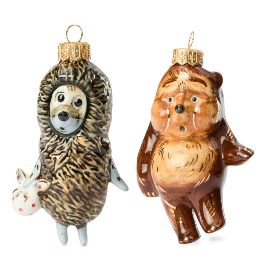 Набор елочных игрушек Лефортовский фарфор Ежик в тумане 2 шт, фарфор, в коробке с музыкой, п/к