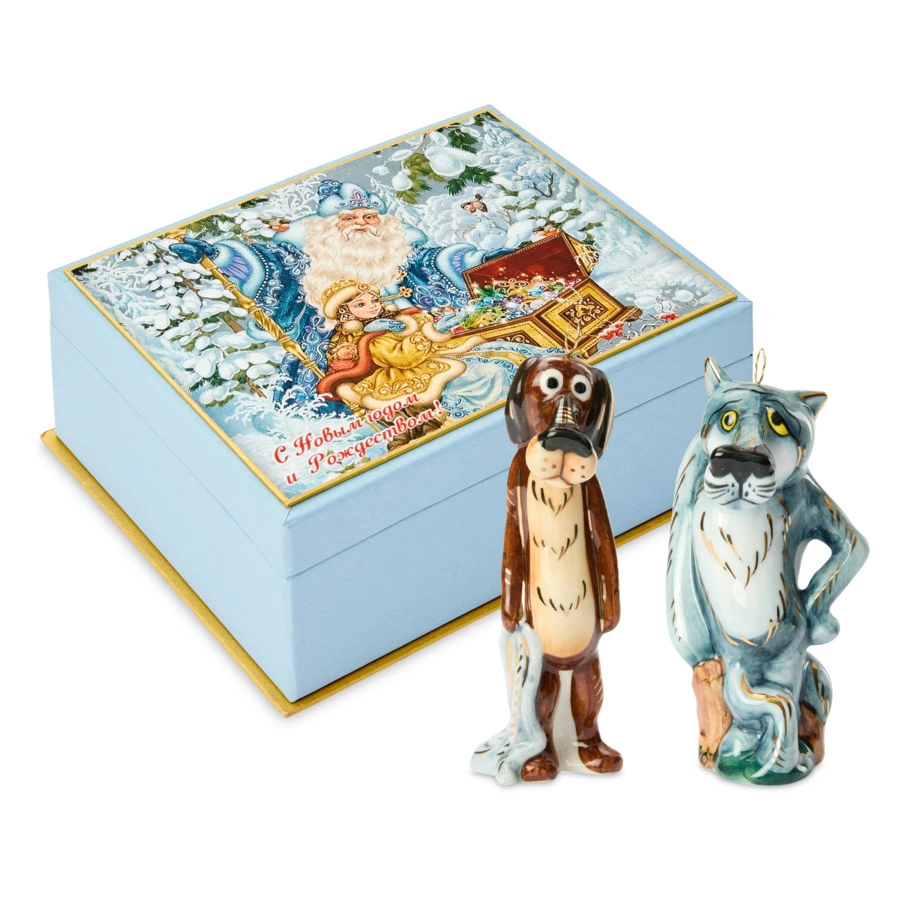 Набор елочных игрушек Лефортовский фарфор Жил-был пес 2 шт, фарфор, в коробке с музыкой, п/к
