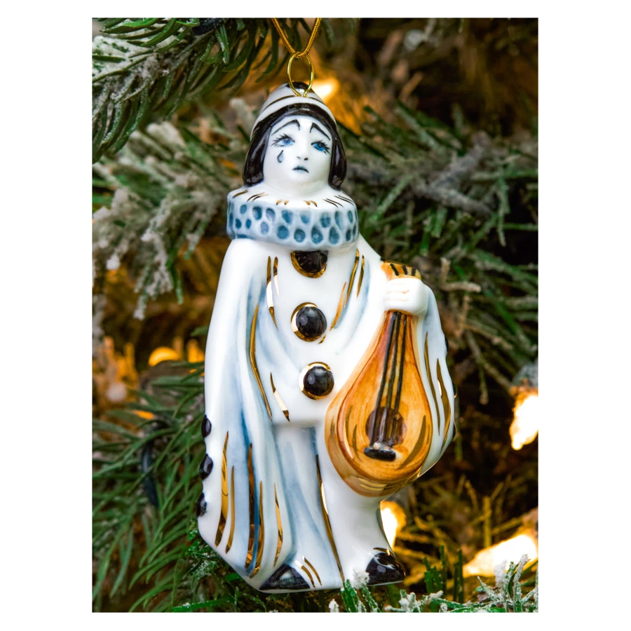 Набор елочных игрушек Лефортовский фарфор Золотой Ключик 7 шт, фарфор, в коробке с музыкой,п/к