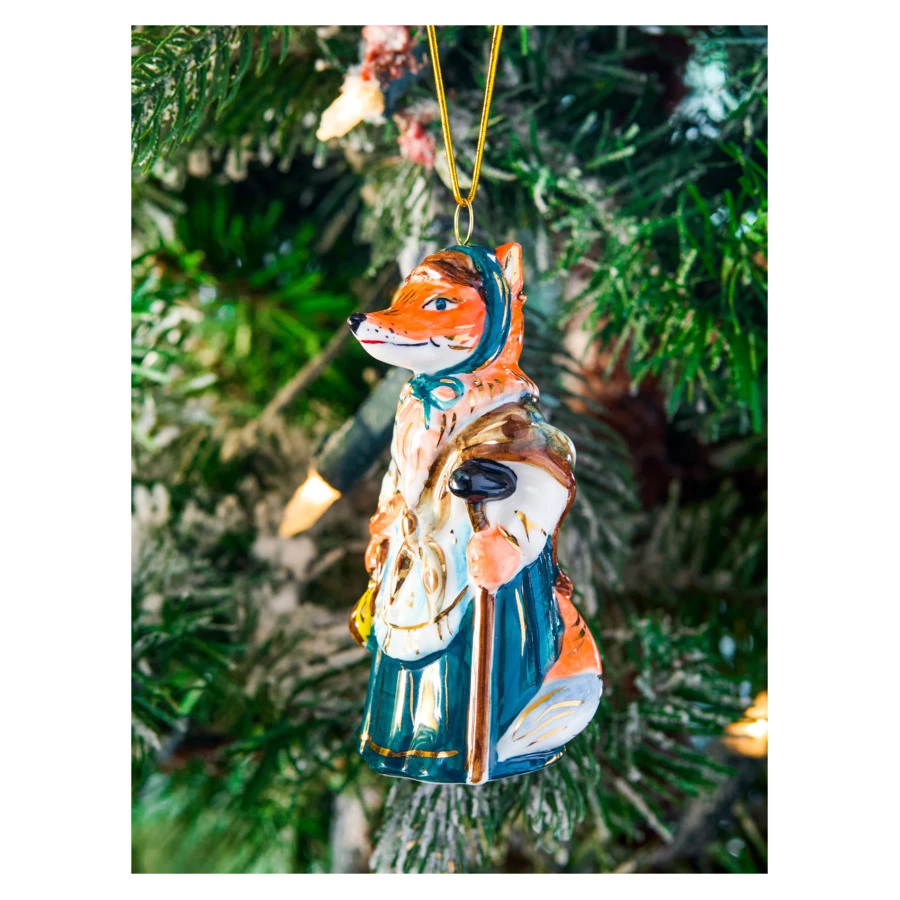 Набор елочных игрушек Лефортовский фарфор Золотой Ключик 7 шт, фарфор, в коробке с музыкой,п/к