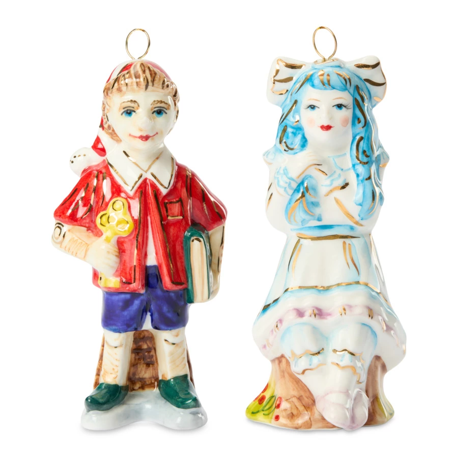 Набор елочных игрушек Лефортовский фарфор Золотой Ключик Буратино 2 шт, фарфор, с музыкой, п/к