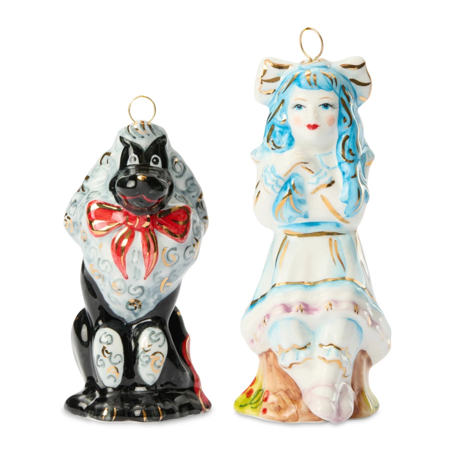 Набор елочных игрушек Лефортовский фарфор Золотой Ключик Артемон 2 шт, фарфор, с музыкой, п/к