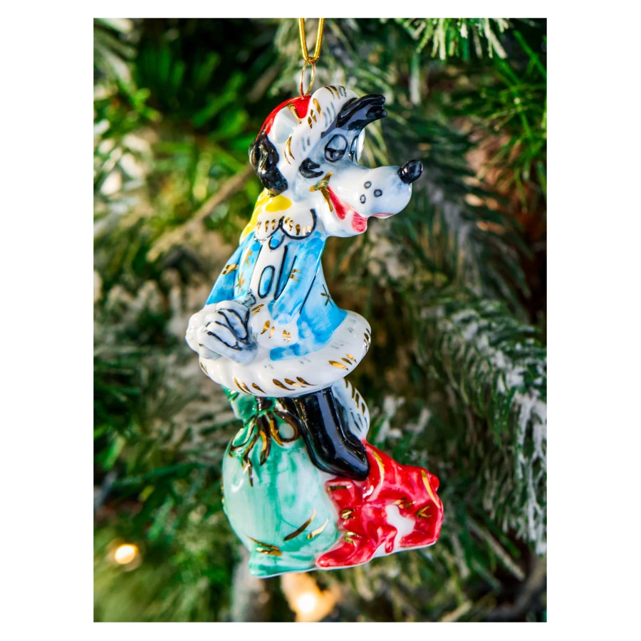 Набор елочных игрушек Лефортовский фарфор Ну, Погоди! 2 шт, фарфор, в коробке с музыкой, п/к