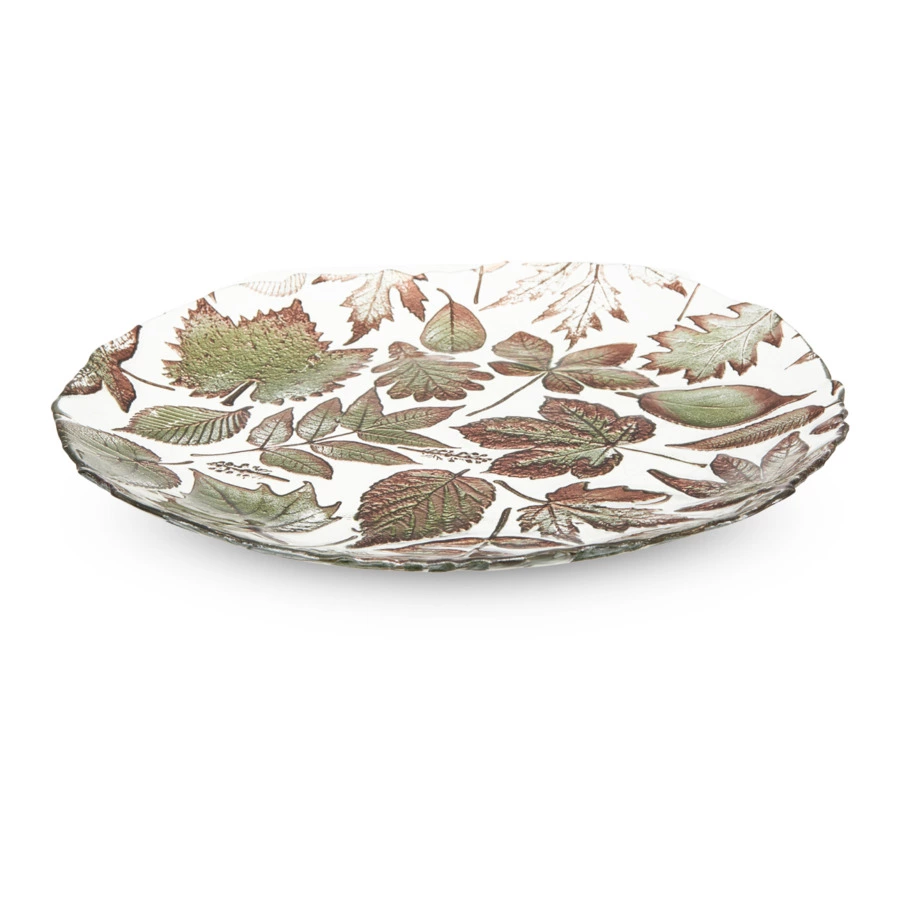 Блюдо круглое Akcam Осенний вальс 32 см, стекло