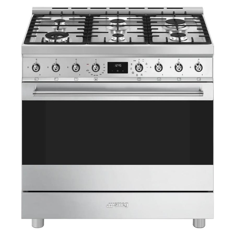 Отдельностоящий варочный центр газ-электро SMEG C9GMX2 90х60 см, сталь нержавеющая