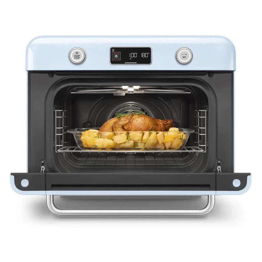 Мини печь с паром и функцией Аэрогриль 10 функций SMEG COF01PBEU, пастельный голубой