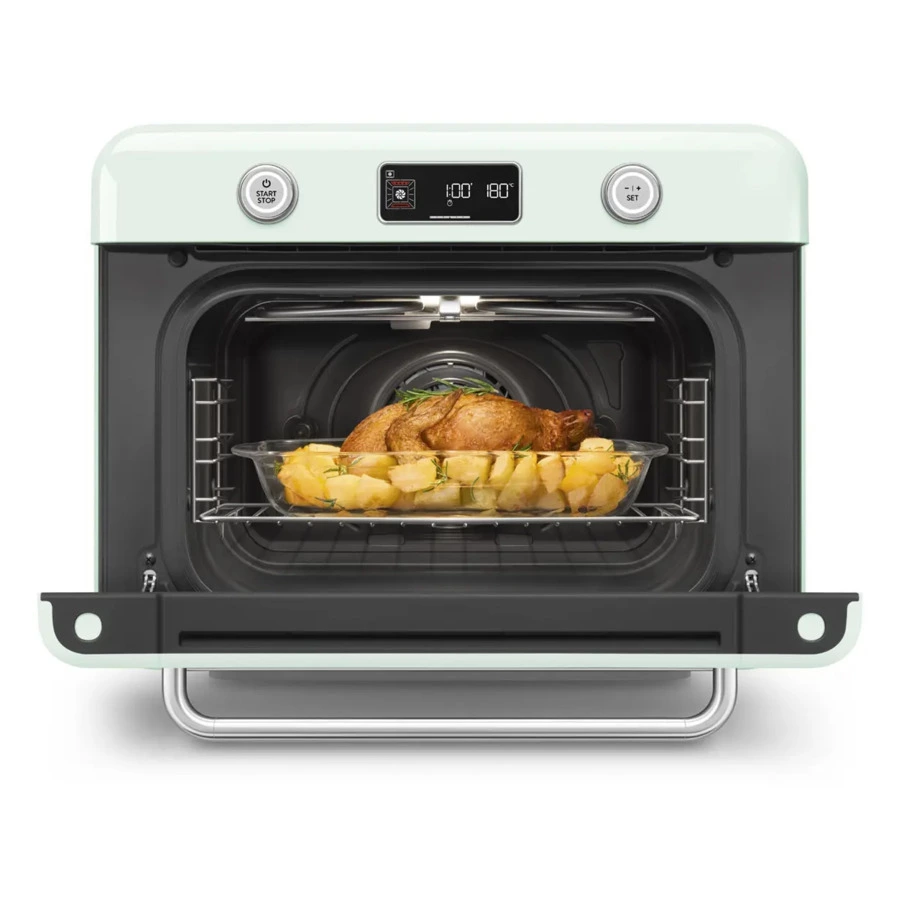 Мини печь с паром и функцией Аэрогриль 10 функций SMEG COF01PGEU, пастельный зеленый