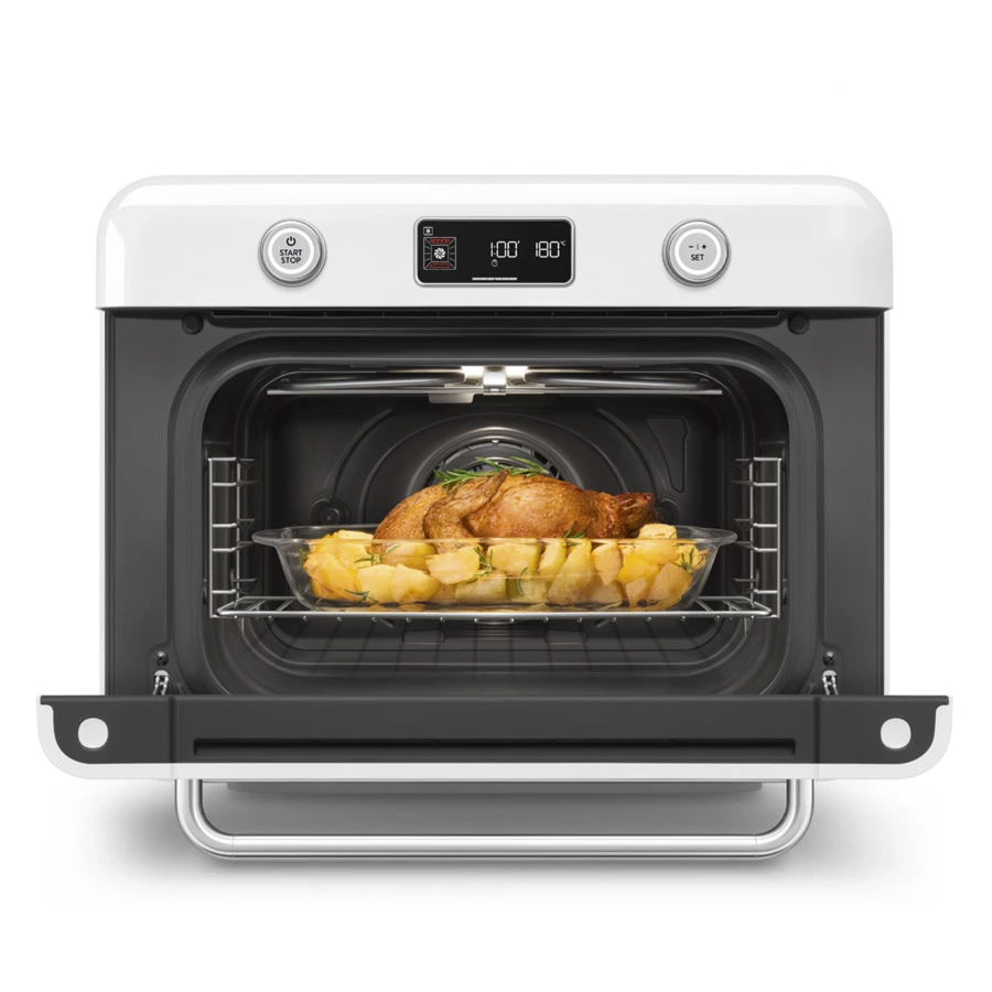 Мини печь с паром и функцией Аэрогриль 10 функций SMEG COF01WHEU, белый