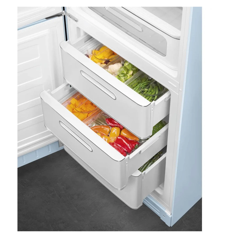 Холодильник двухдверный стиль 50-х годов No-frost SMEG FAB32LPB5 60 см, 365 л, голубой