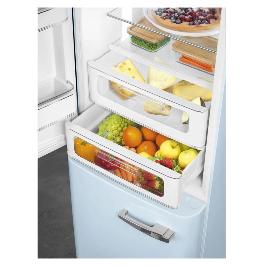 Холодильник двухдверный стиль 50-х годов No-frost SMEG FAB32LPB5 60 см, 365 л, голубой