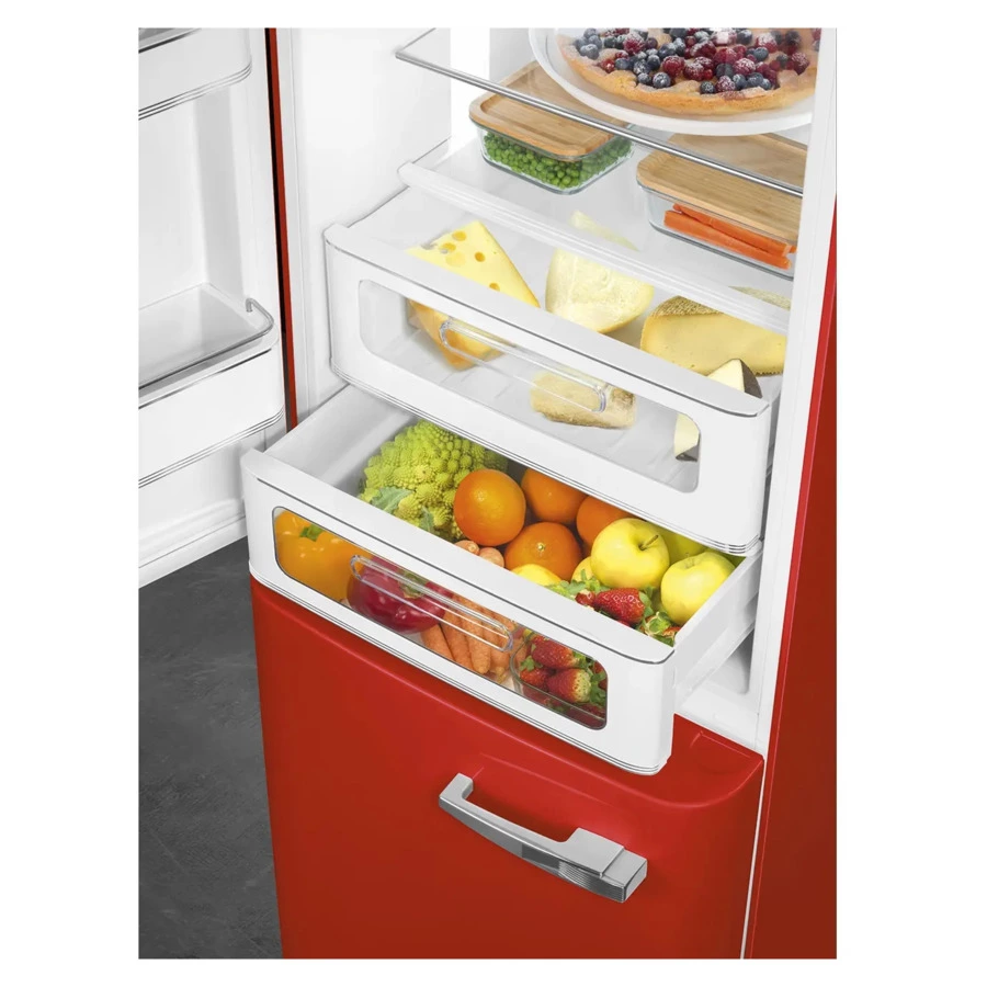 Холодильник двухдверный стиль 50-х годов No-frost SMEG FAB32LRD5 60 см, 365 л, красный