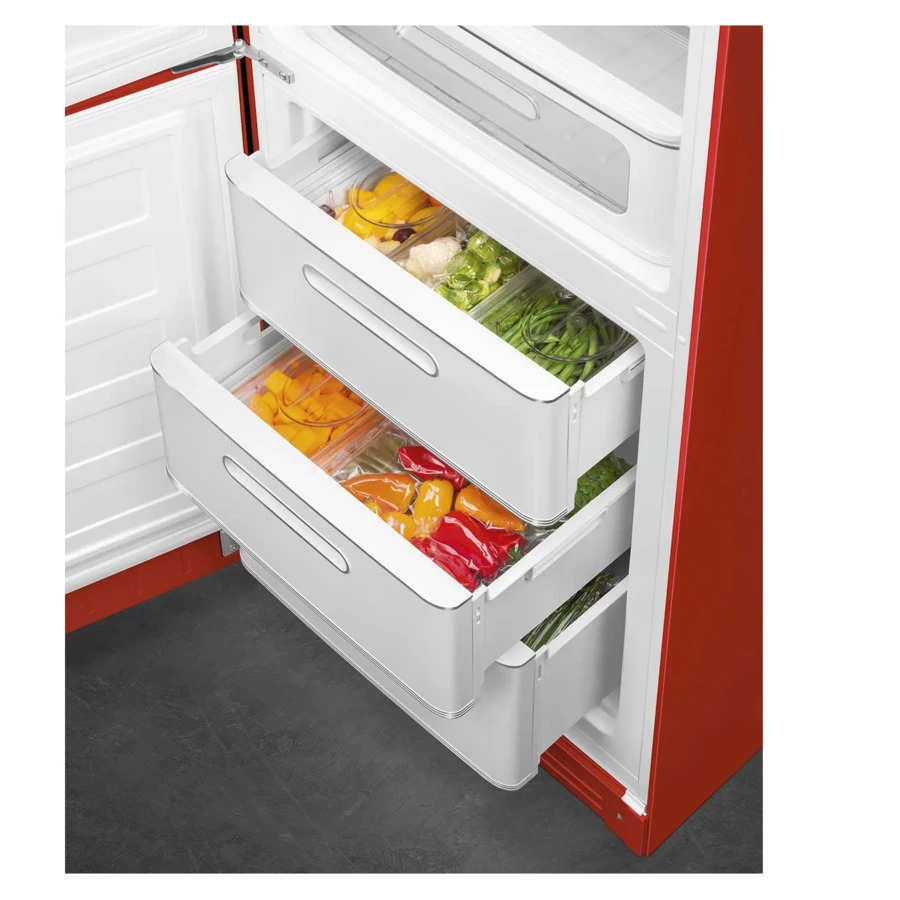 Холодильник двухдверный стиль 50-х годов No-frost SMEG FAB32LRD5 60 см, 365 л, красный