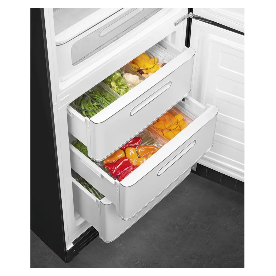 Холодильник двухдверный стиль 50-х годов No-frost SMEG FAB32RBL5 60 см, 365 л, черный