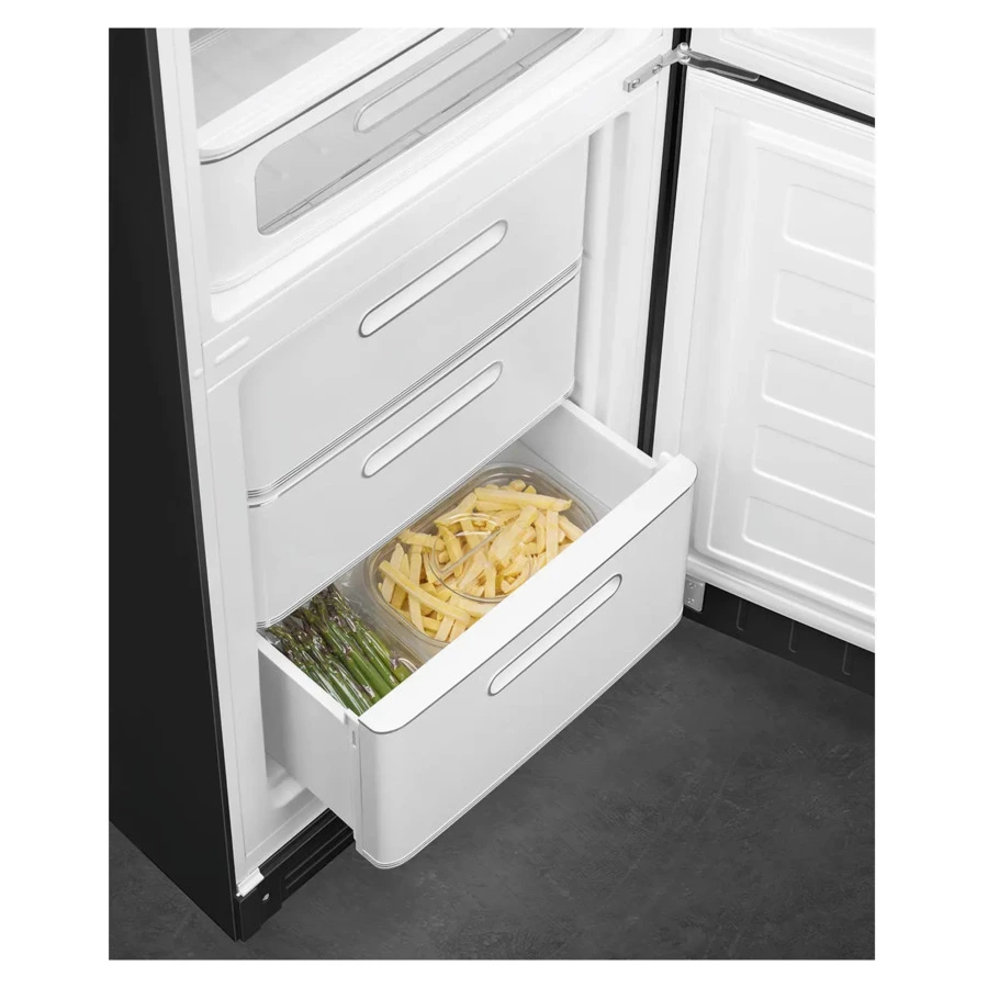 Холодильник двухдверный стиль 50-х годов No-frost SMEG FAB32RBL5 60 см, 365 л, черный