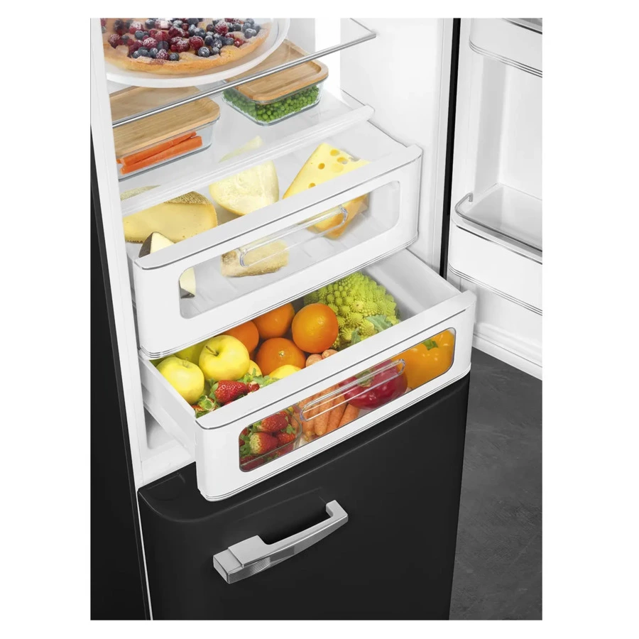 Холодильник двухдверный стиль 50-х годов No-frost SMEG FAB32RBL5 60 см, 365 л, черный