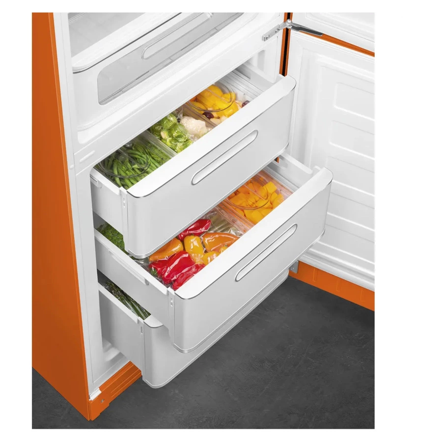 Холодильник двухдверный стиль 50-х годов No-frost SMEG FAB32ROR5 60 см, 365 л, оранжевый