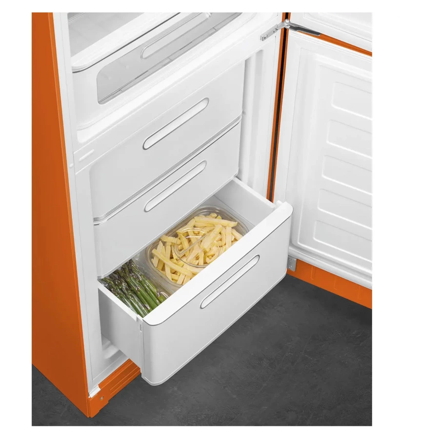 Холодильник двухдверный стиль 50-х годов No-frost SMEG FAB32ROR5 60 см, 365 л, оранжевый