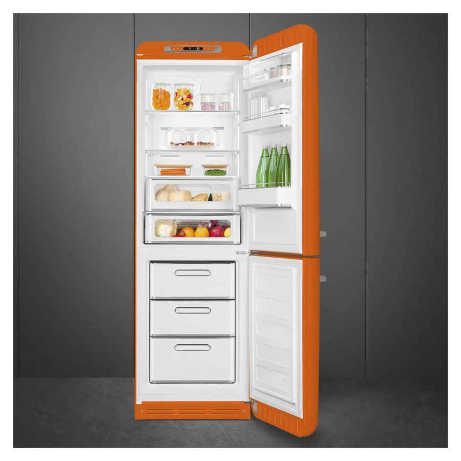 Холодильник двухдверный стиль 50-х годов No-frost SMEG FAB32ROR5 60 см, 365 л, оранжевый