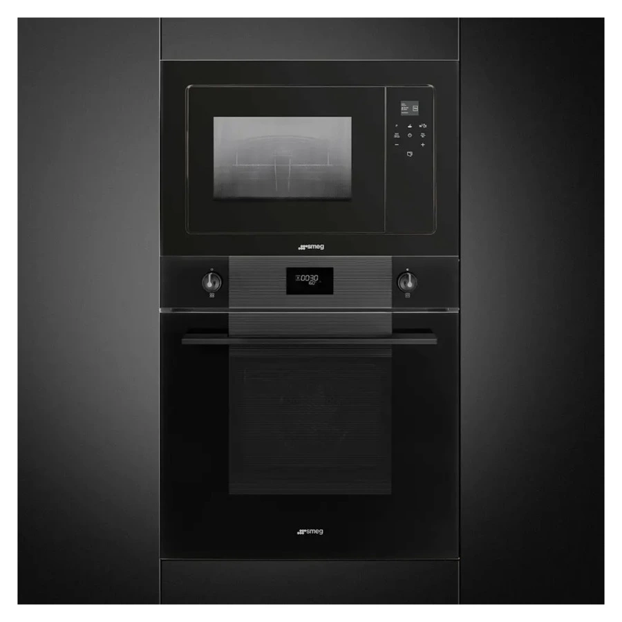 Печь микроволновая встраиваемая 5 функций SMEG FMI120B3 Linea 60 см, 38 см, стекло Deep Black