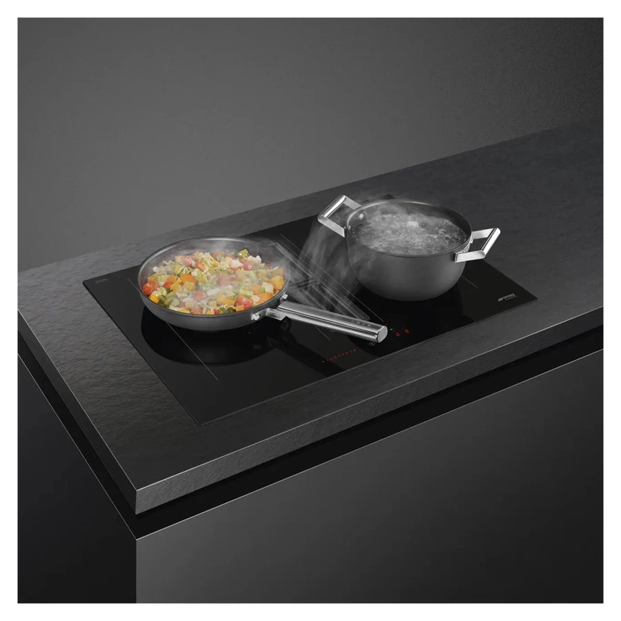 Варочная панель индукционная с вытяжкой SMEG HOBD472D2 Multizone 80 см, прямой край