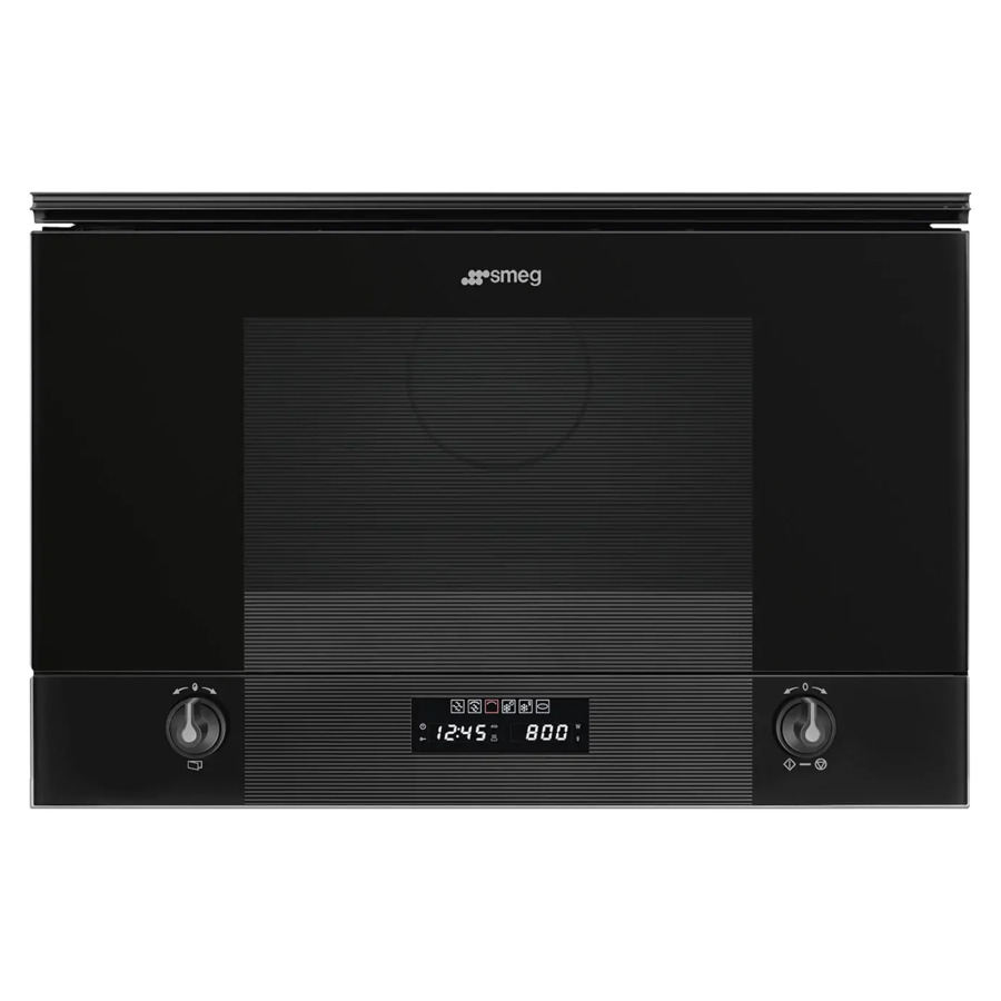 Печь микроволновая встраиваемая 6 функций SMEG MP122B3 Linea 60х38 см, черное стекло