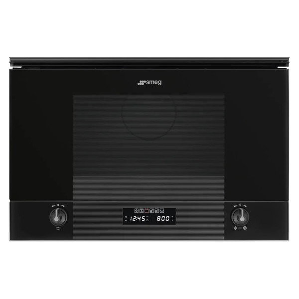 Печь микроволновая встраиваемая 6 функций SMEG MP122B3 Linea 60х38 см, черное стекло