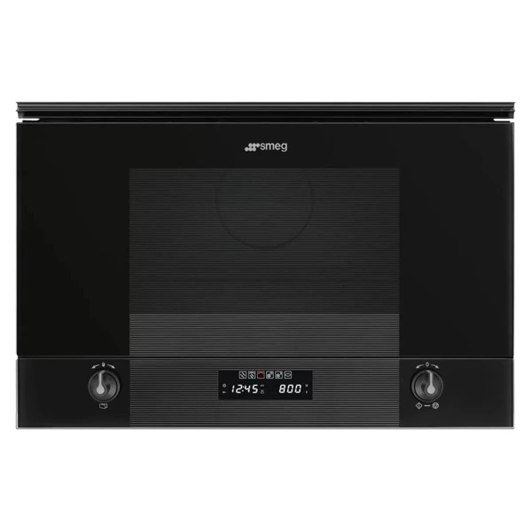 Печь микроволновая встраиваемая 6 функций SMEG MP122B3 Linea 60х38 см, черное стекло