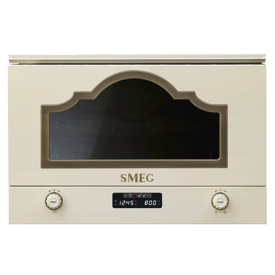 Печь микроволновая встраиваемая 6 функций, SMEG MP722PO Cortina 60х38 см, кремовая