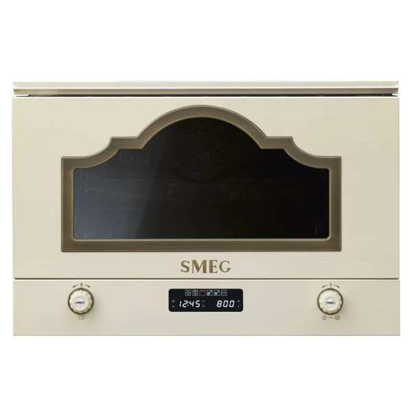 Печь микроволновая встраиваемая 6 функций, SMEG MP722PO Cortina 60х38 см, кремовая