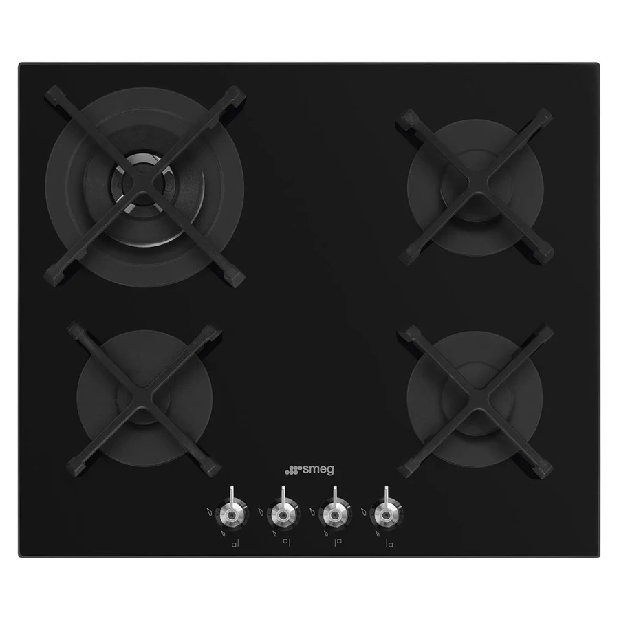 Варочная панель газовая 4 конфорки SMEG PV364N Classica 60 cм, черная стеклокерамика