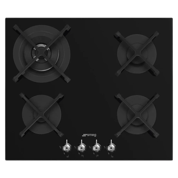 Варочная панель газовая 4 конфорки SMEG PV364N Classica 60 cм, черная стеклокерамика