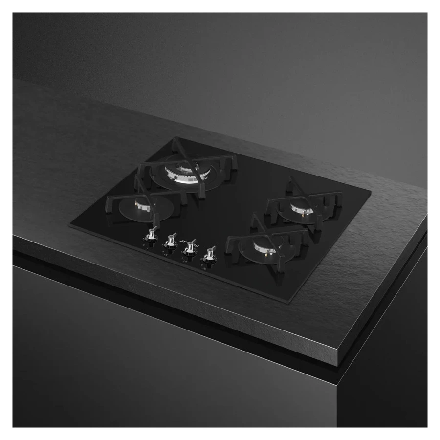 Варочная панель газовая 4 конфорки SMEG PV364N Classica 60 cм, черная стеклокерамика