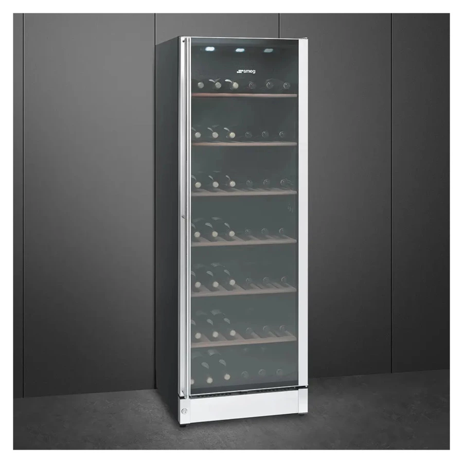 Винный шкаф отдельностоящий до 197 бутылок с 2-мя термо зонами SMEG SCV115G Classica 60 см