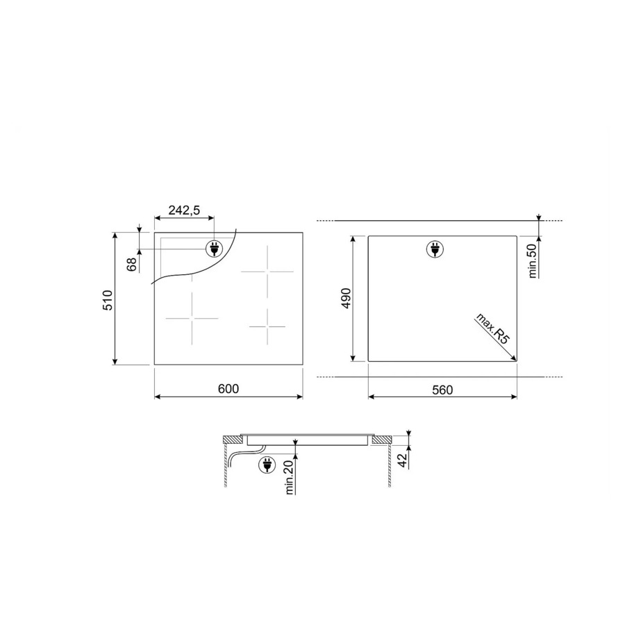 Варочная панель стеклокерамика SMEG SE263TD1 60 cм, прямой край