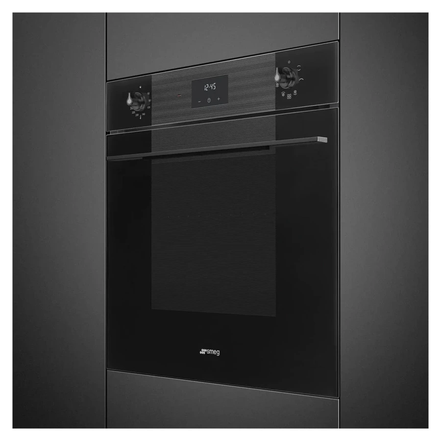 Духовой шкаф электрический 6 функций SMEG SF6100VB3 Linea 60 см, черное стекло Deep Black